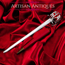 Load image into Gallery viewer, Antique Scottish Solid Silver Letter Opener, Military Basket Hilt Sword Design - 1905
