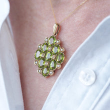 Load image into Gallery viewer, Antique Style Peridot &amp; Pearl Pendant Necklace 9K Gold
