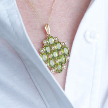 Load image into Gallery viewer, Antique Style Peridot &amp; Pearl Pendant Necklace 9K Gold
