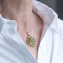 Load image into Gallery viewer, Antique Style Peridot &amp; Pearl Pendant Necklace 9K Gold
