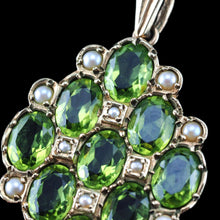 Load image into Gallery viewer, Antique Style Peridot &amp; Pearl Pendant Necklace 9K Gold
