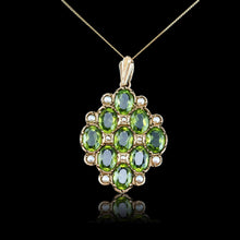 Load image into Gallery viewer, Antique Style Peridot &amp; Pearl Pendant Necklace 9K Gold
