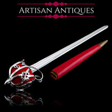 Load image into Gallery viewer, Antique Scottish Solid Silver Letter Opener, Military Basket Hilt Sword Design - 1905
