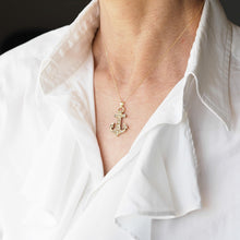 Load image into Gallery viewer, Antique Victorian Pearl Anchor Pendant Necklace 15K Gold - c.1900
