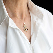 Load image into Gallery viewer, Antique Victorian Pearl Anchor Pendant Necklace 15K Gold - c.1900

