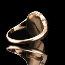 Load image into Gallery viewer, Antique Victorian Blue Enamel &amp; Gold Star Pearl Ring 9K Gold - c.1880
