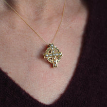 Load image into Gallery viewer, Antique Diamond and Pearl Cross Brooch/Pendant 15K Gold c.1880
