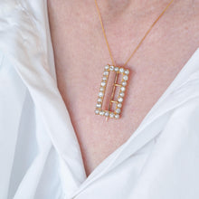 Load image into Gallery viewer, Antique Victorian Diamond Pearl Brooch/Pendant Buckle Shape 18K Gold - c.1890

