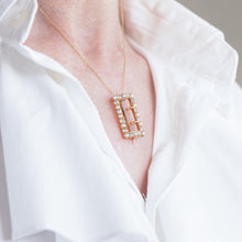Load image into Gallery viewer, Antique Victorian Diamond Pearl Brooch/Pendant Buckle Shape 18K Gold - c.1890

