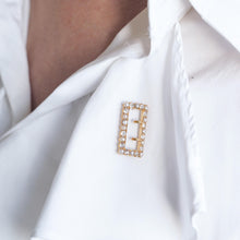 Load image into Gallery viewer, Antique Victorian Diamond Pearl Brooch/Pendant Buckle Shape 18K Gold - c.1890
