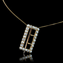 Load image into Gallery viewer, Antique Victorian Diamond Pearl Brooch/Pendant Buckle Shape 18K Gold - c.1890
