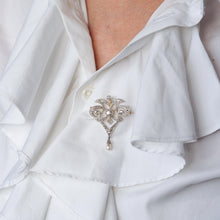 Load image into Gallery viewer, Antique Victorian Diamond Pearl Necklace Lavalier Pendant/Brooch - c.1900
