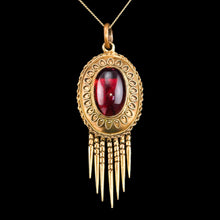 Load image into Gallery viewer, Antique Victorian Garnet Etruscan Revival Pendant Necklace 15K Gold - c.1880
