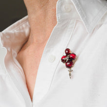 Load image into Gallery viewer, Antique Victorian Garnet Cabochon &amp; Diamond Brooch/Pendant 14K Gold - c.1880
