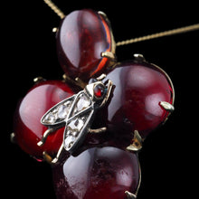 Load image into Gallery viewer, Antique Victorian Garnet Cabochon &amp; Diamond Brooch/Pendant 14K Gold - c.1880
