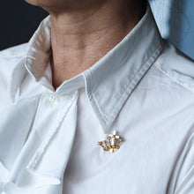 Load image into Gallery viewer, Antique Crown/Coronet Brooch Diamond &amp; Pearls with Cross 15K Gold - c.1890
