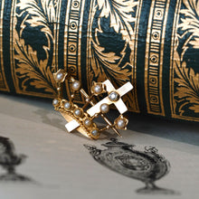 Load image into Gallery viewer, Antique Crown/Coronet Brooch Diamond &amp; Pearls with Cross 15K Gold - c.1890
