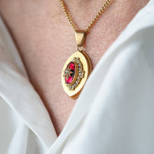 Load image into Gallery viewer, Antique Victorian Garnet &amp; Pearl Pendant Necklace 14K Gold c.1880
