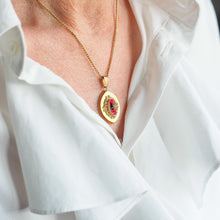 Load image into Gallery viewer, Antique Victorian Garnet &amp; Pearl Pendant Necklace 14K Gold c.1880
