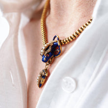 Load image into Gallery viewer, Antique Victorian Snake Serpent Necklace 18K Gold, Diamond &amp; Enamel c.1860
