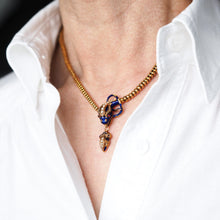 Load image into Gallery viewer, Antique Victorian Snake Serpent Necklace 18K Gold, Diamond &amp; Enamel c.1860
