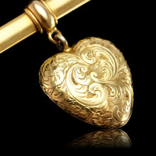 Load image into Gallery viewer, Antique Victorian &#39;Puffy&#39; Heart Brooch 18K Gold with Wonderful Engravings c.1890
