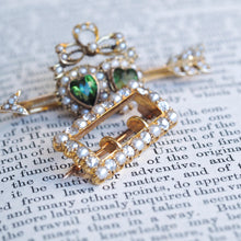 Load image into Gallery viewer, Antique Victorian Diamond Pearl Brooch/Pendant Buckle Shape 18K Gold - c.1890
