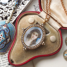 Load image into Gallery viewer, Antique Victorian Lady Portrait Pendant Necklace Pearls &amp; Diamond 9ct Gold
