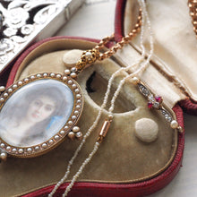 Load image into Gallery viewer, Antique Victorian Lady Portrait Pendant Necklace Pearls &amp; Diamond 9ct Gold
