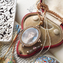 Load image into Gallery viewer, Antique Victorian Lady Portrait Pendant Necklace Pearls &amp; Diamond 9ct Gold

