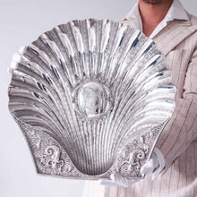 Load image into Gallery viewer, A Spectacular &amp; Huge Antique Victorian Solid Silver Shell Basin Dish / Bowl (40cm+) - Hunt &amp; Roskell, London 1846

