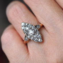 Load image into Gallery viewer, Antique Victorian Diamond Ring Navette Design Over 1ct Total - c.1890
