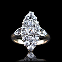 Load image into Gallery viewer, Antique Victorian Diamond Ring Navette Design Over 1ct Total - c.1890
