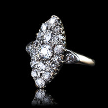Load image into Gallery viewer, Antique Victorian Diamond Ring Navette Design Over 1ct Total - c.1890
