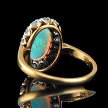 Load image into Gallery viewer, Antique Victorian Opal Cabochon &amp; Diamond Cluster Ring 18K Gold - c.1880
