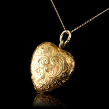 Load image into Gallery viewer, Antique Victorian 18K Gold Puffy Heart Necklace Pendant Locket - c.1890

