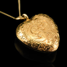 Load image into Gallery viewer, Antique Victorian 18K Gold Puffy Heart Necklace Pendant Locket - c.1890
