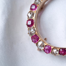 Load image into Gallery viewer, Antique Victorian Ruby &amp; Diamond Crescent Brooch 18K Gold - c.1880
