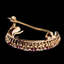 Load image into Gallery viewer, Antique Victorian Ruby &amp; Diamond Crescent Brooch 18K Gold - c.1880
