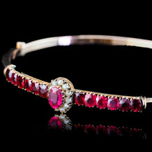 Load image into Gallery viewer, Antique Victorian/Edwardian Pink Garnet &amp; Seed Pearl Bangle 9K Gold - c.1900
