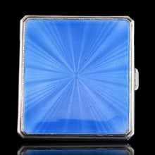 Load image into Gallery viewer, Sterling Silver Cigarette Case with Blue Sunburst Enamel Guilloche - A E Poston &amp; Co Ltd 1937

