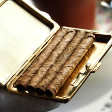 Load image into Gallery viewer, Antique Sterling Silver Cigarette Case with Silver Gilt Blue Guilloche Enamel
