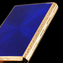 Load image into Gallery viewer, Antique Sterling Silver Cigarette Case with Silver Gilt Blue Guilloche Enamel
