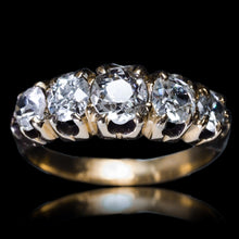 Load image into Gallery viewer, Antique Victorian Diamond 5 Stone Ring 18K Gold c.1890
