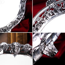Load image into Gallery viewer, A Magnificent Antique Georgian Solid Silver Salver with Rococo Vine and Figural Mask Decorations - London 1742
