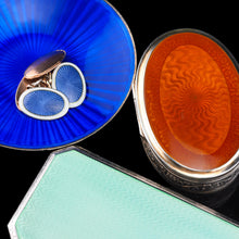 Load image into Gallery viewer, Antique Sterling Silver Box with Orange Guilloche Enamel - David Andersen c.1900
