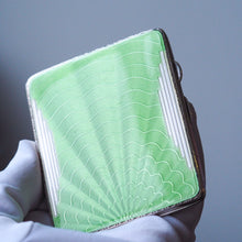 Load image into Gallery viewer, Art Deco Sterling Silver Cigarette Case with Green Enamel Guilloche Sunburst Ray - Joseph Gloster 1936
