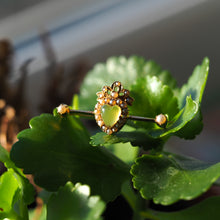 Load image into Gallery viewer, Antique Victorian Chalcedony Brooch with Seed Pearls 15ct Gold Heart Shaped Cabochon - c.1890
