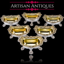 Load image into Gallery viewer, Magnificent Antique Georgian Solid Silver Salt Cellars Set of 6 Regency Design - Younge S &amp; C &amp; Co 1814/16

