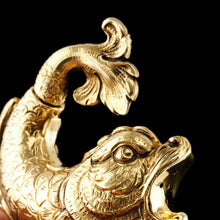 Load image into Gallery viewer, Sterling Silver Gilt Salt and Pepper Shakers in the form of Fish/Dolphin
